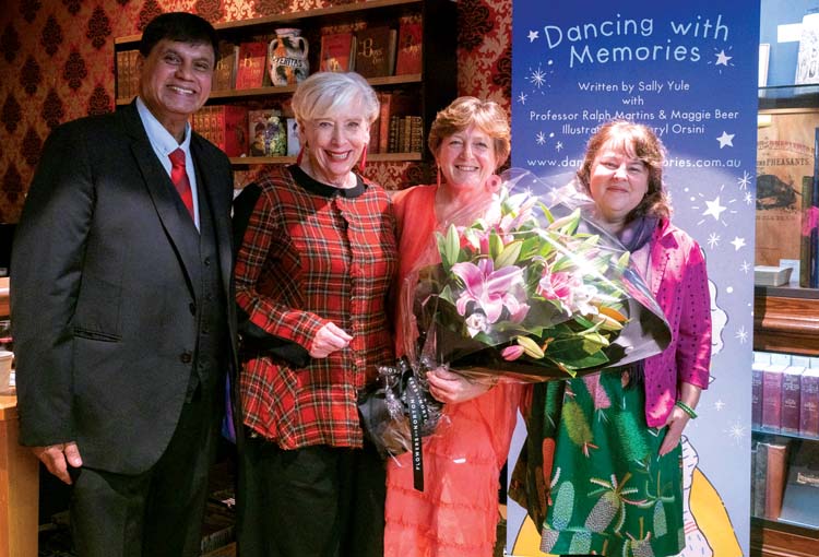 Professor Ralph Martins AO, Maggie Beer AM, Sally Yule and Cheryl Orsinin at the book launch of Dancing with Memories, a book to help children understand dementia